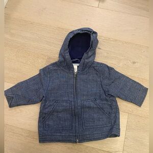 Janie and Jack Kids Denim Hooded Jacket Size 6-12 Months 100% Cotton